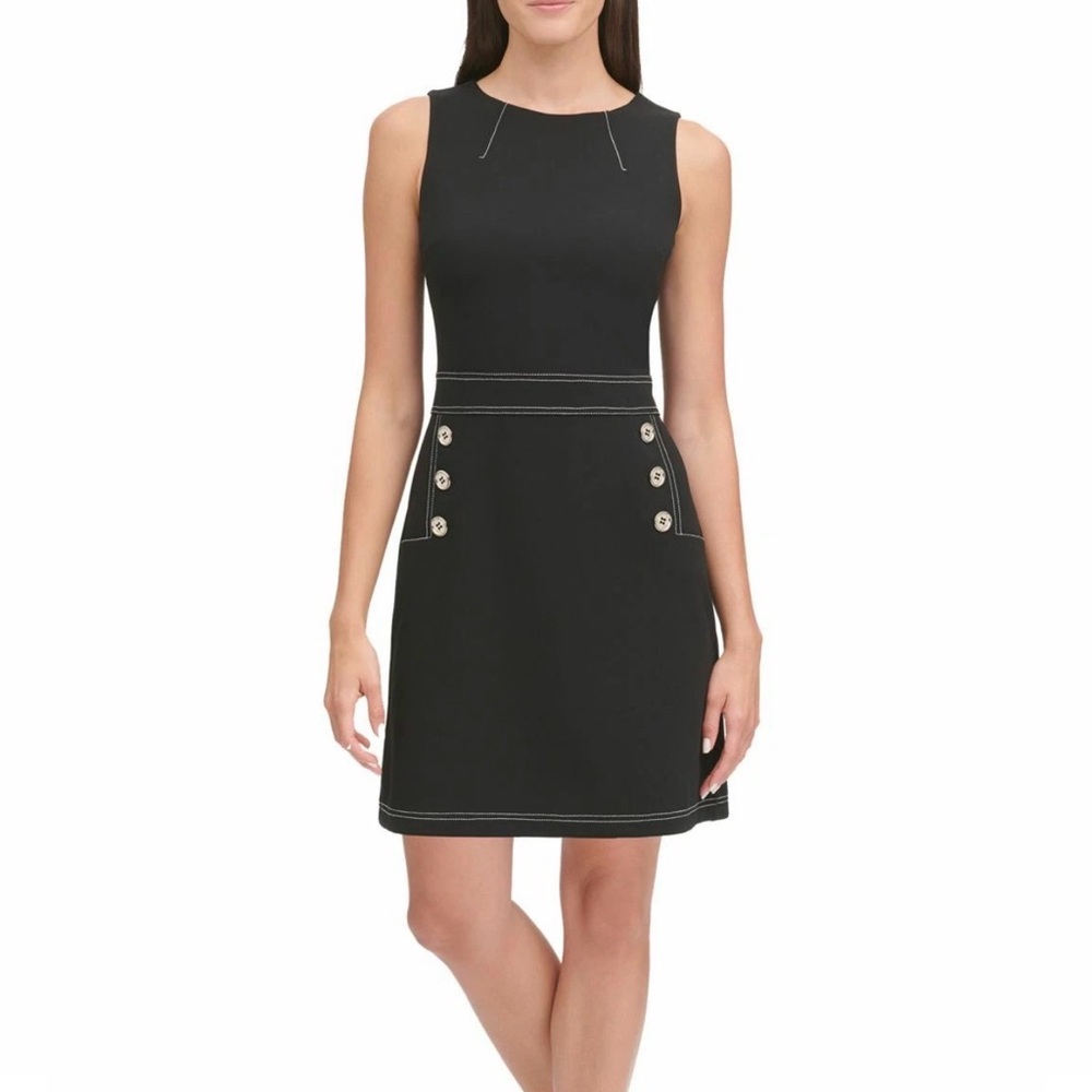 Classic Tommy Hilfiger Navy Sleeveless Dress with Gold Nautical inspired Accents